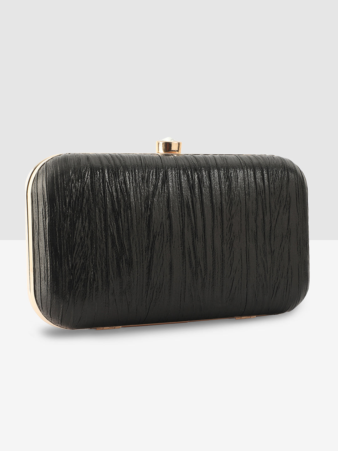 Black Purse with Circular Multi-Shell Embellishments and Embroidery