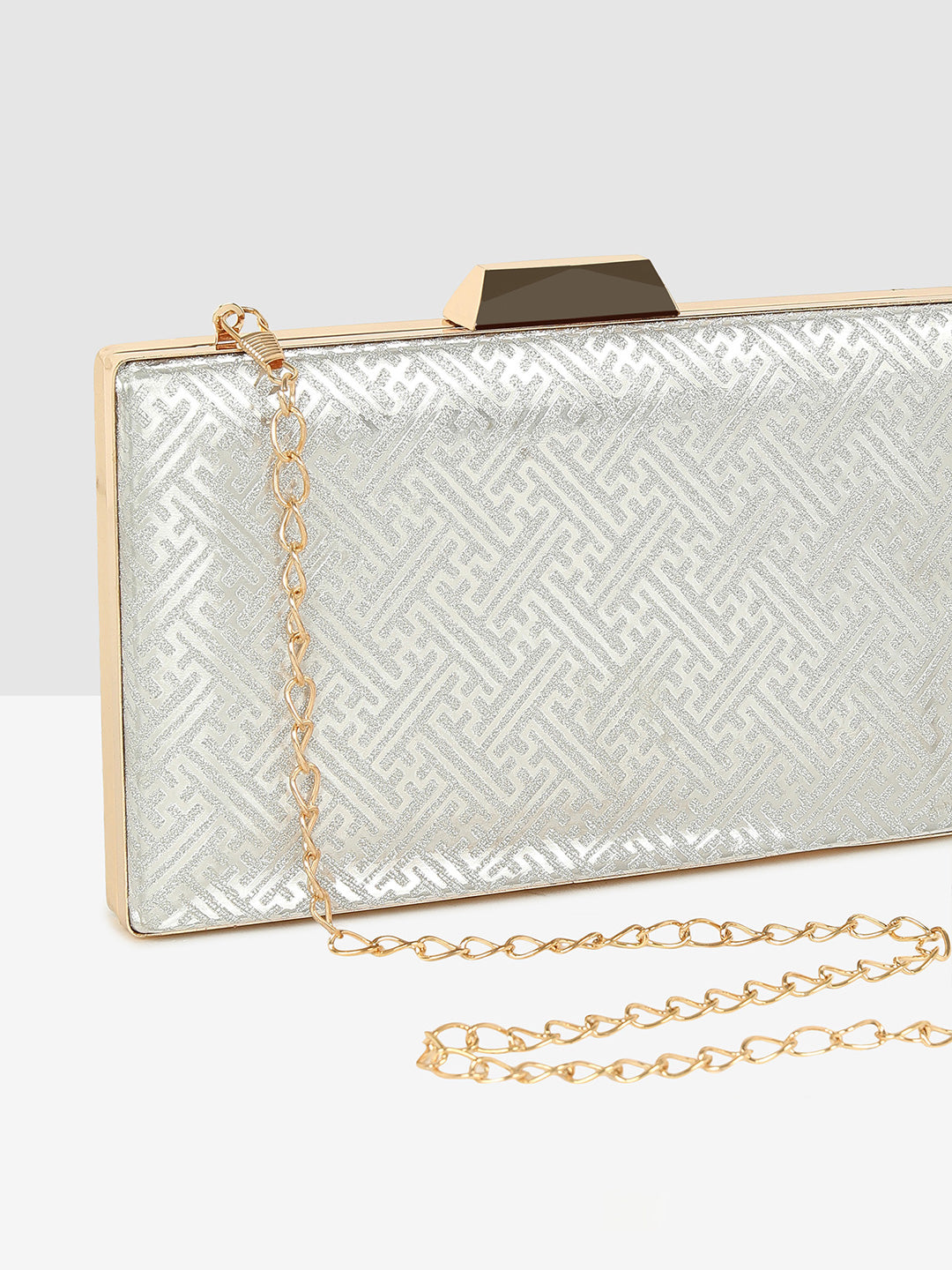 Silver Glam Frame Clutch