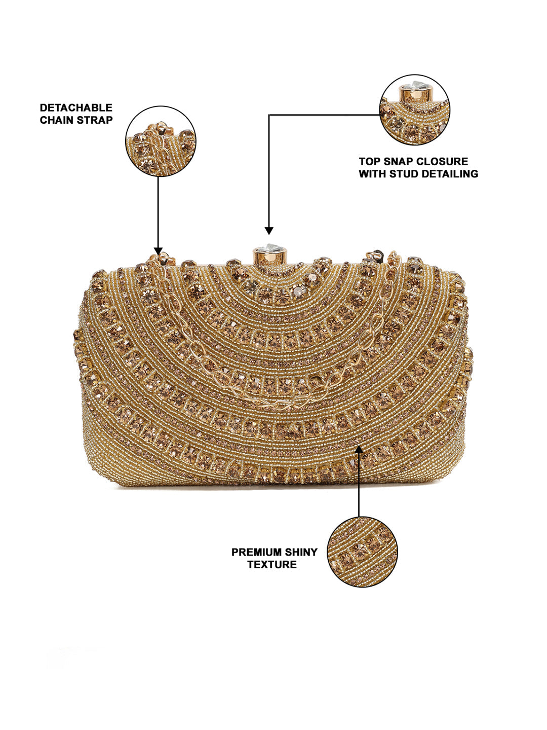 Crusset Embellished Box Clutch With Shoulder StrapCL20775