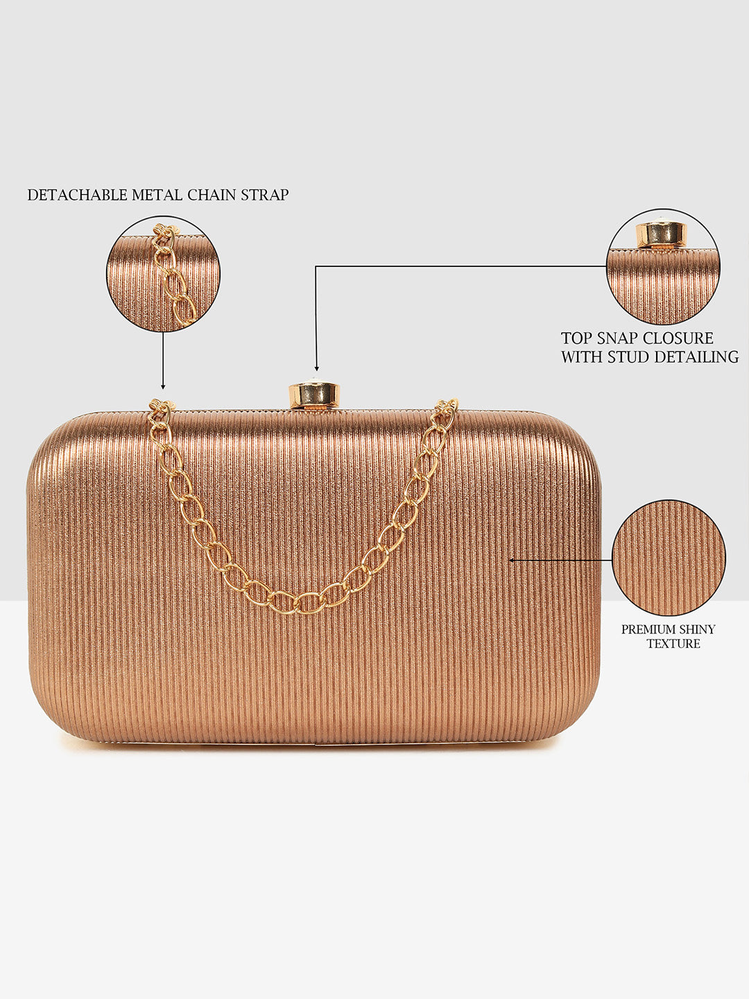 Brown Gold Luxe Frame Clutch