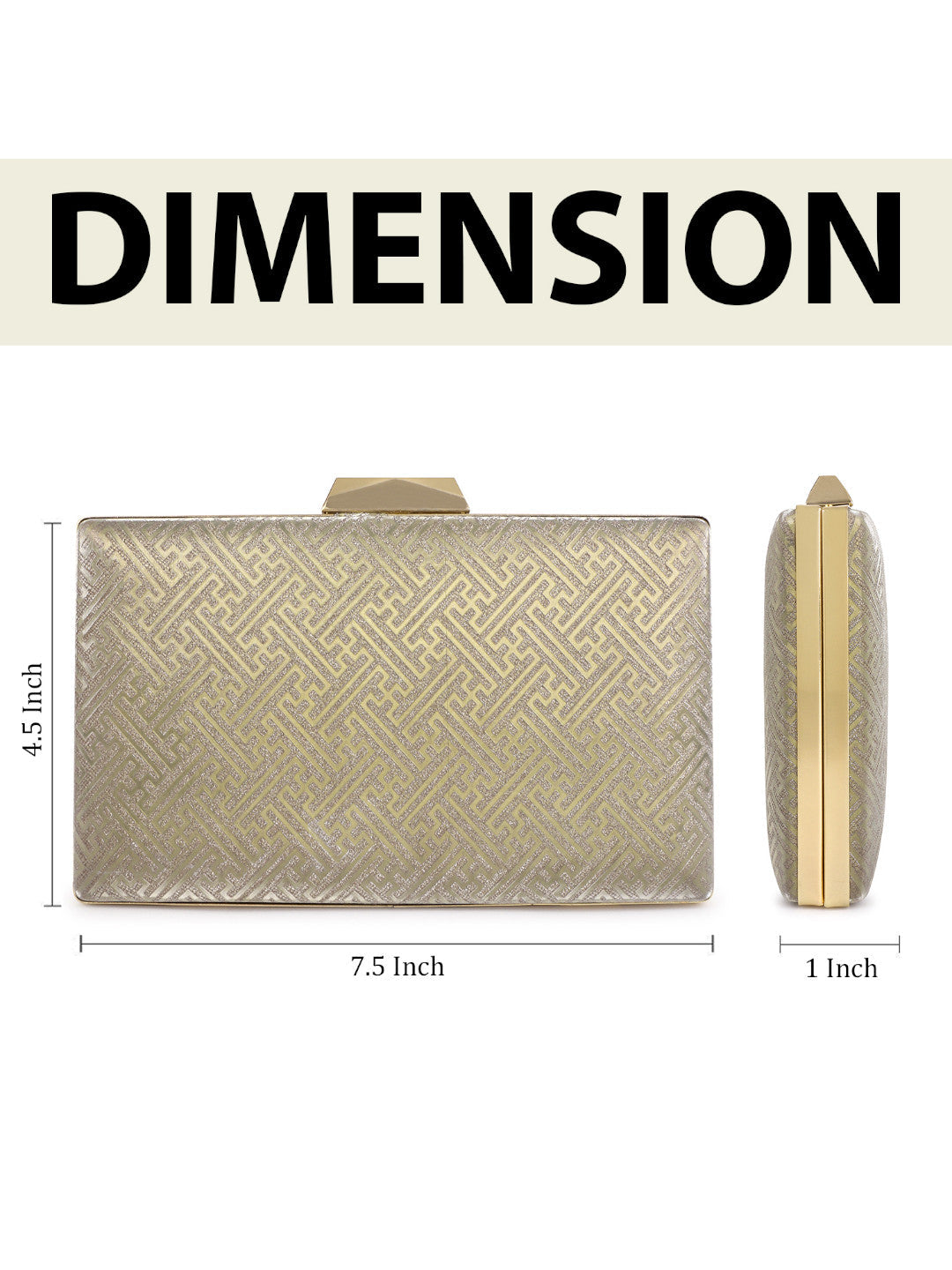 Crusset Women's Glitz Framed Clutch | Ladies Gold Purse Handbag with Detachable Chain Sling Strap CL20736 (1, Lite Gold1, Small)
