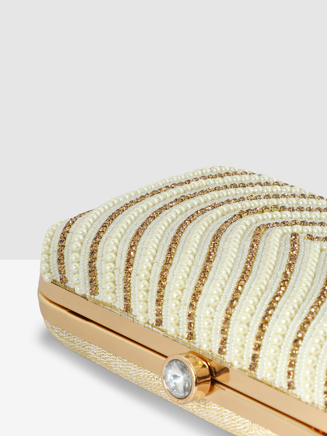 White Purse with Embellishments and Embroidery