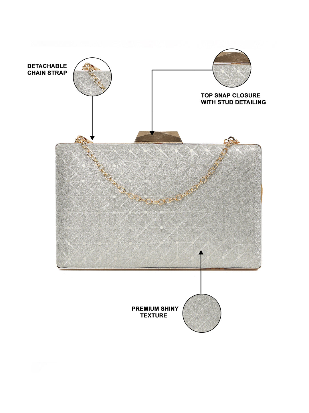 Crusset Textured Box Clutch With Shoulder StrapCL20781