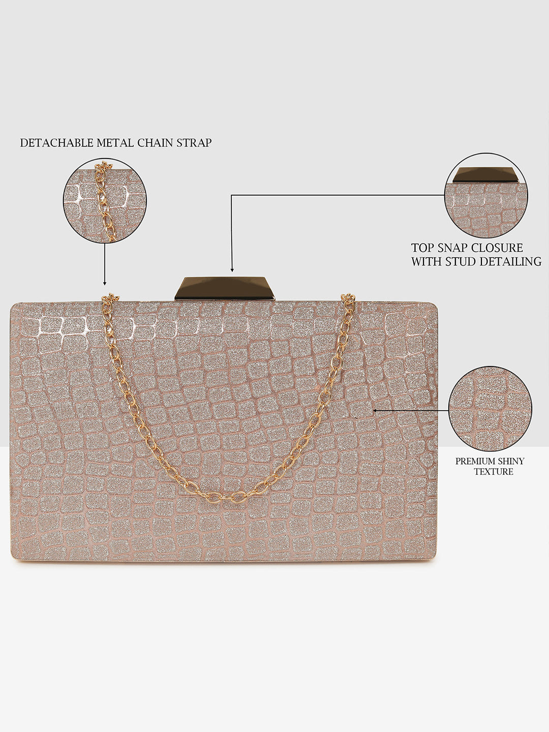 Ladies Pink Sparkle Frame Clutch