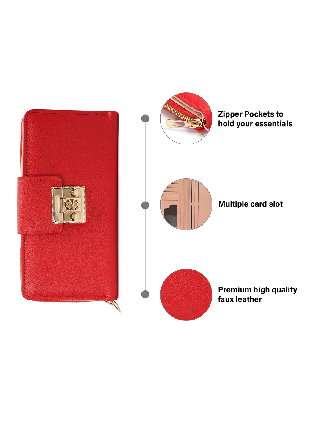 Crusset Wallet for Women – PU Ladies Purse with Button Closure | Large Two Fold Textured Women’s Wallet CW20760
