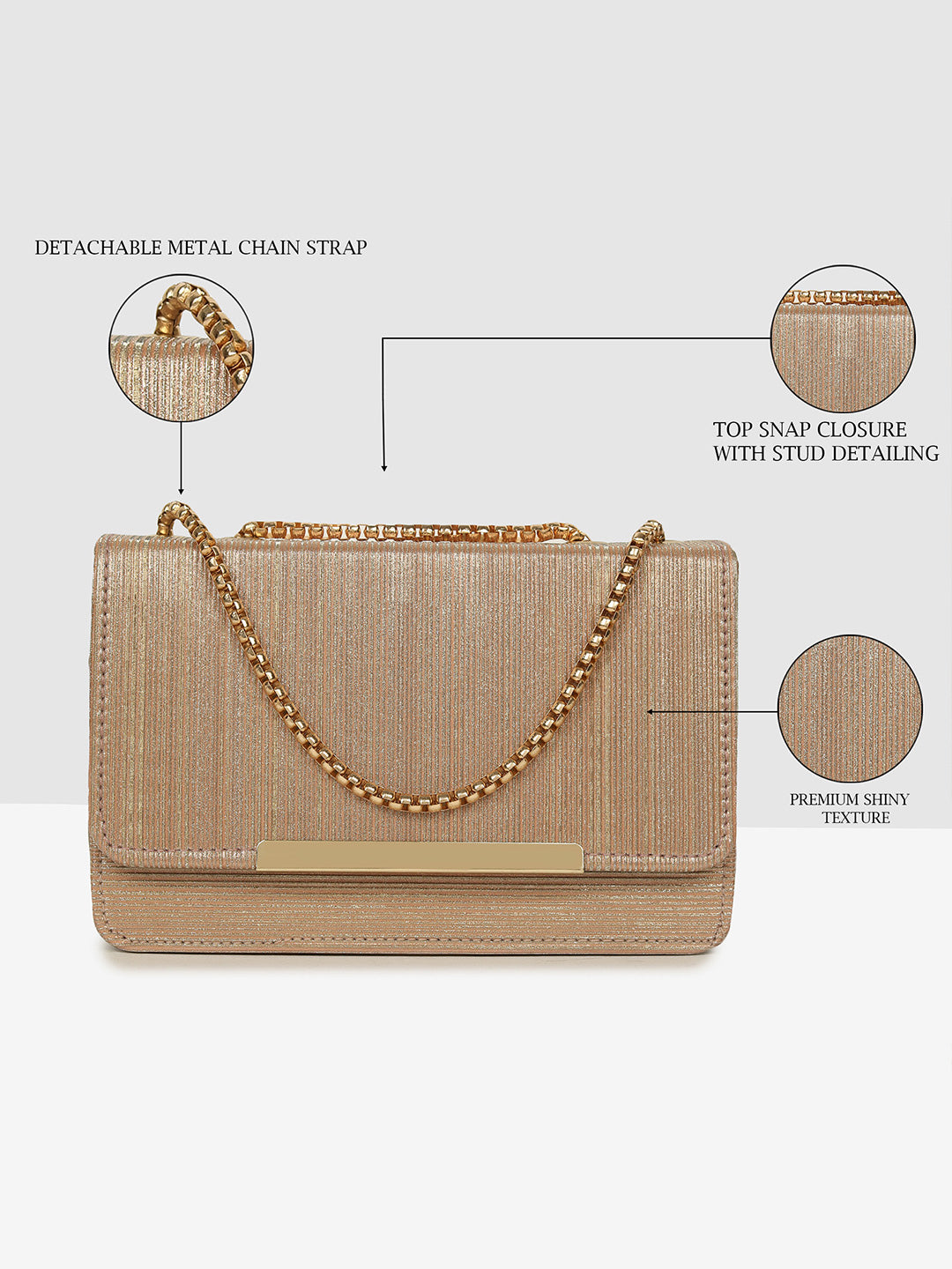 Golden Glitter Push-Lock Evening Clutch