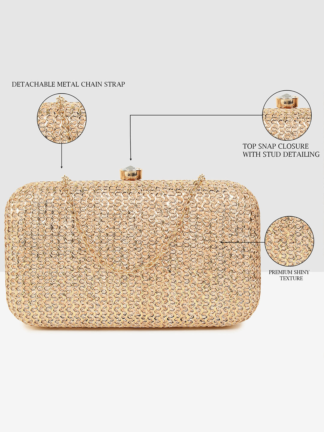 Ladies Gold Sparkle Frame Clutch