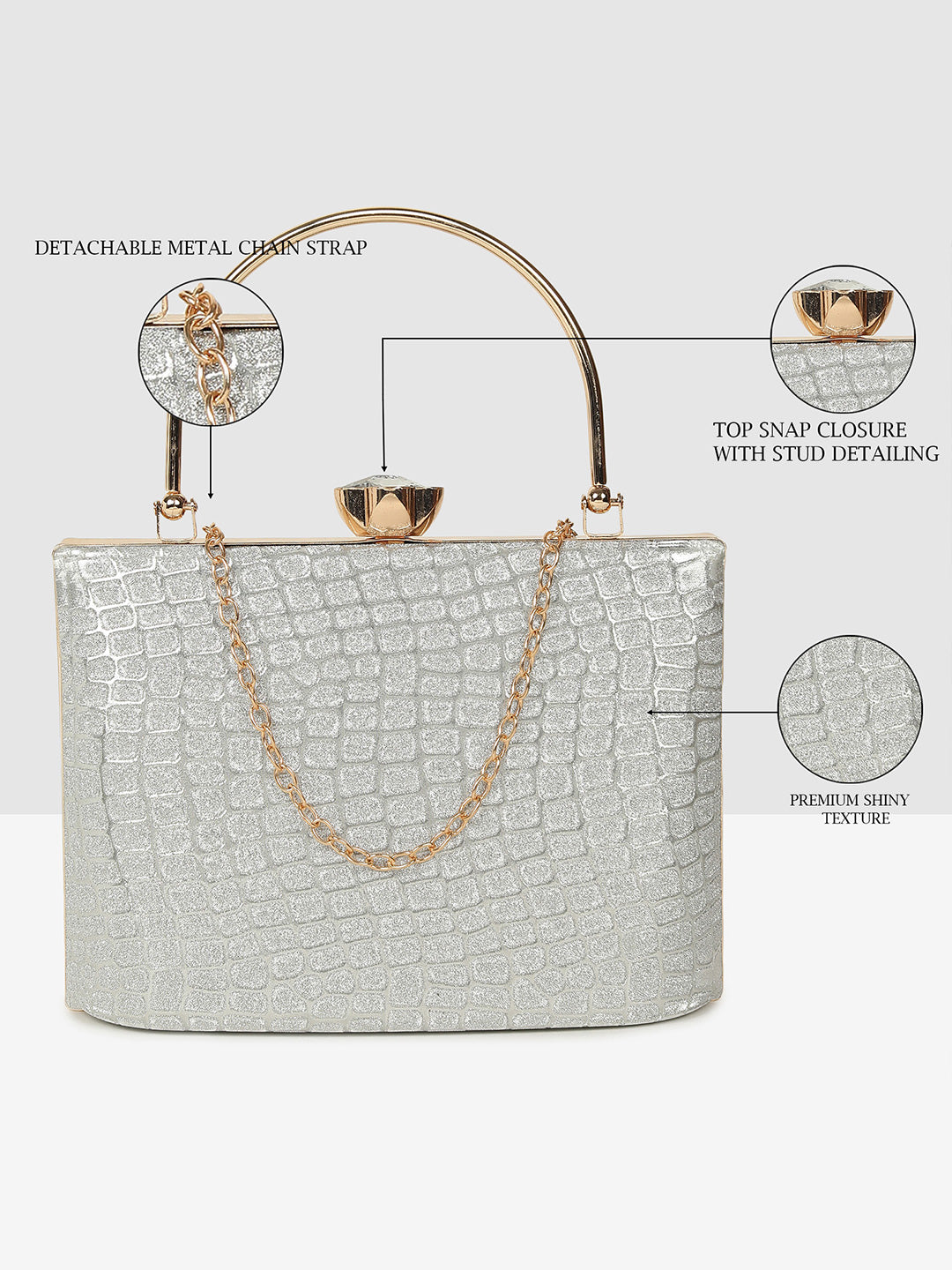 Elegant Ladies Handbag Silver Purse for Weddings & Parties