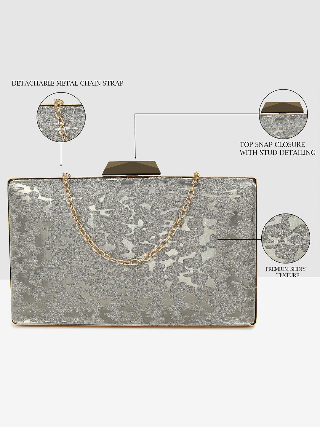 Silver Sparkle Frame Clutch