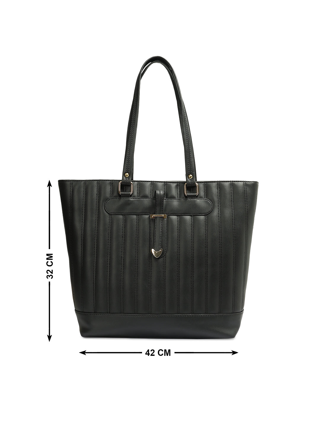 Crusset Womens Black Embossed Tote Bag Stylish Handbag & Shoulder Bag CH20772