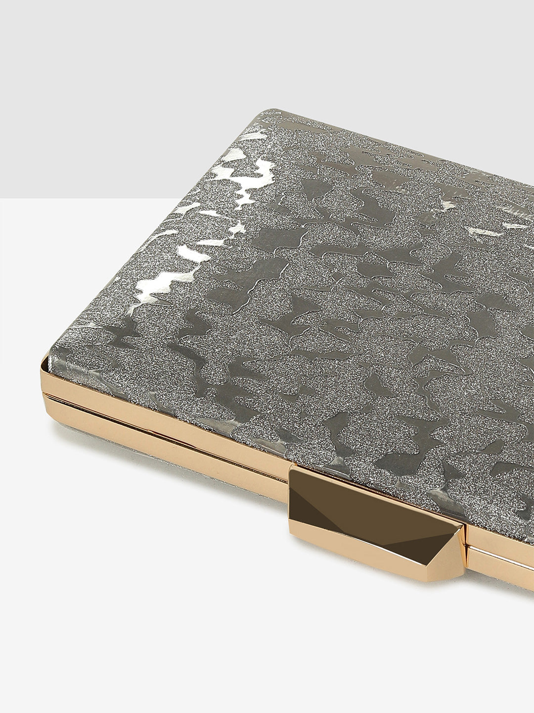 Silver Sparkle Frame Clutch