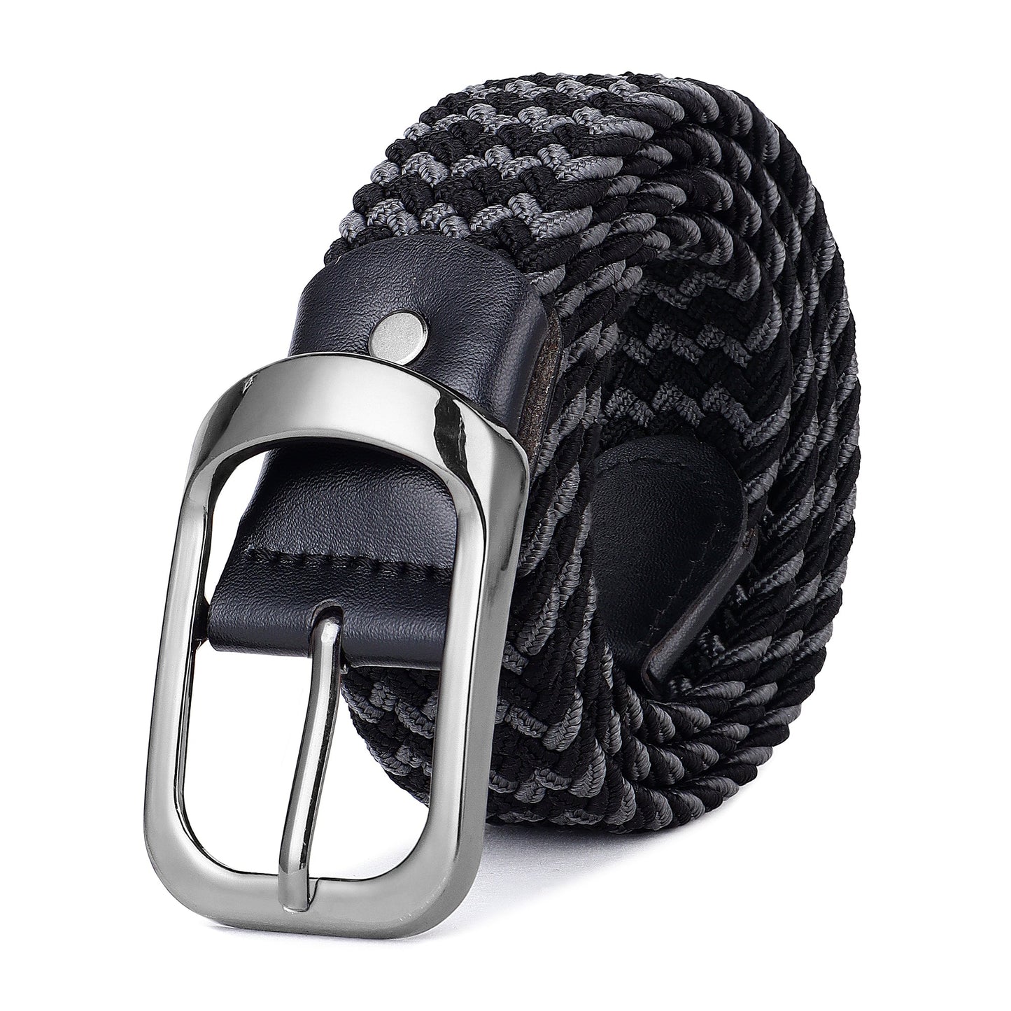 CRUSSET Unisex Black & Grey Braided BeltCI5620