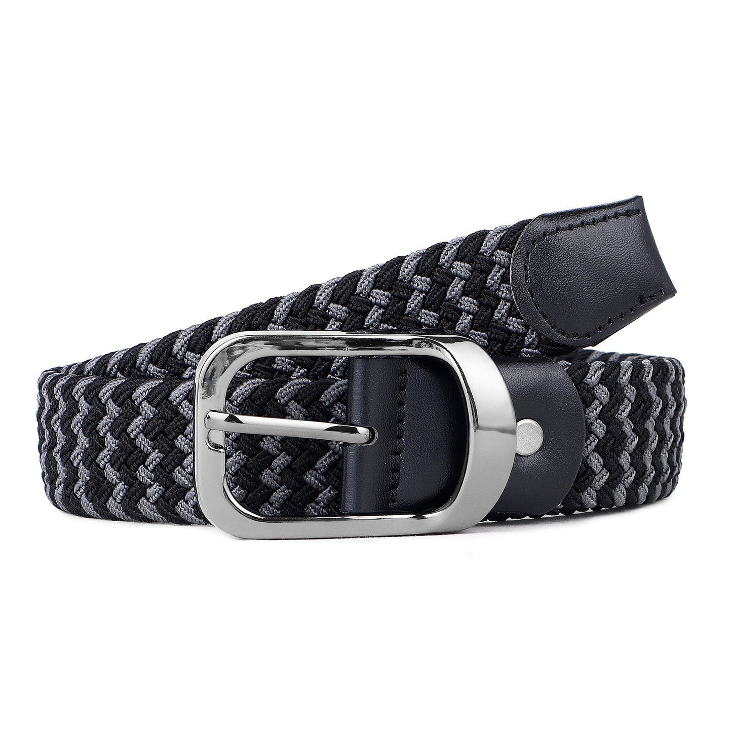 CRUSSET Unisex Black & Grey Braided BeltCI5620