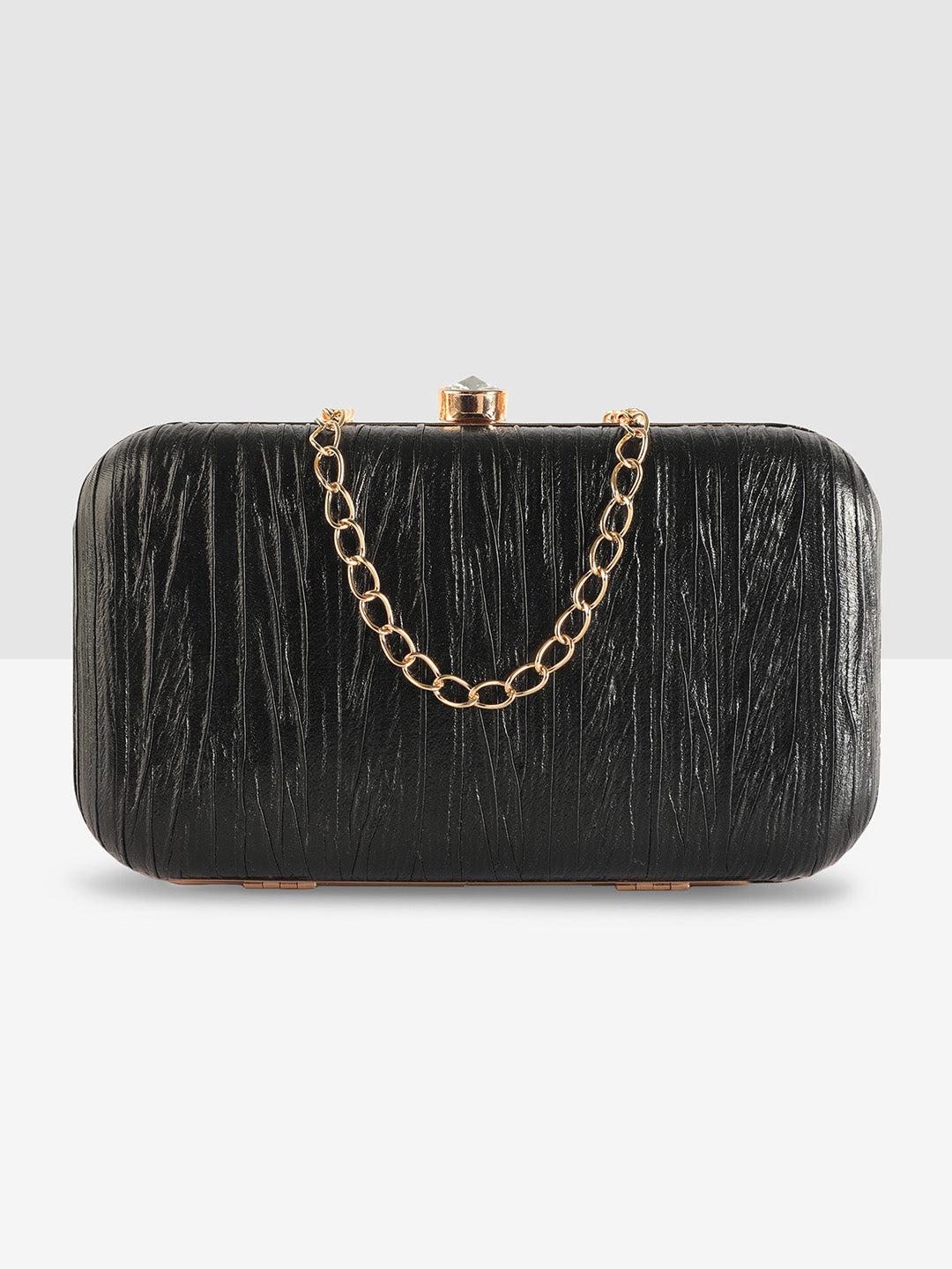 Black Purse with Circular Multi-Shell Embellishments and Embroidery