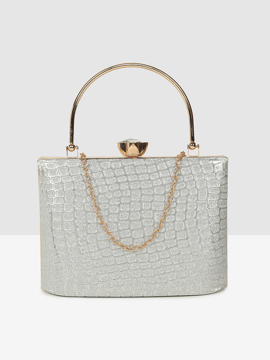 Elegant Ladies Handbag Silver Purse for Weddings & Parties