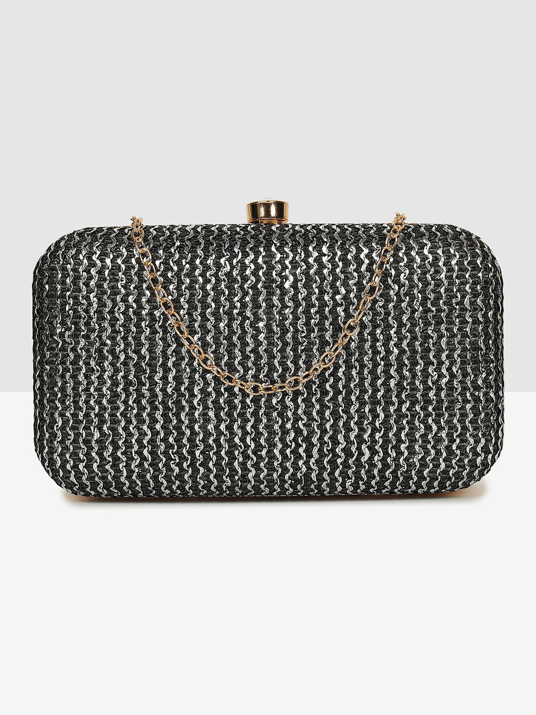 Ladies Black Purse Handbag with Detachable Chain Sling Strap
