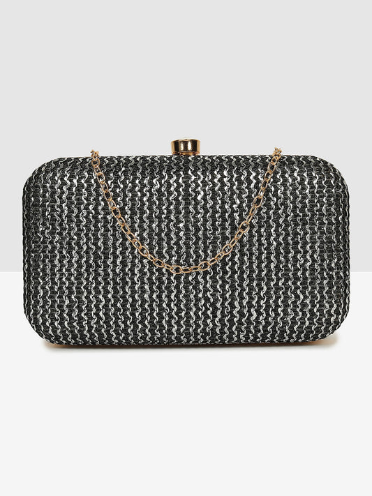 Ladies Black Purse Handbag with Detachable Chain Sling Strap