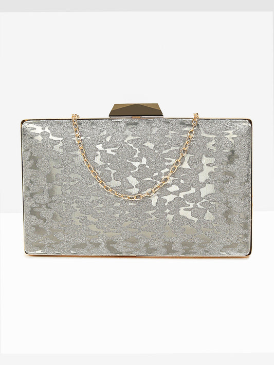 Silver Sparkle Frame Clutch