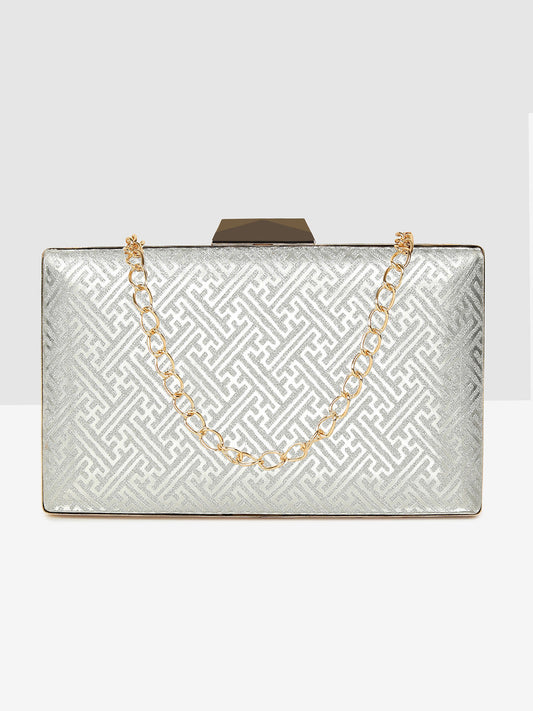 Silver Glam Frame Clutch