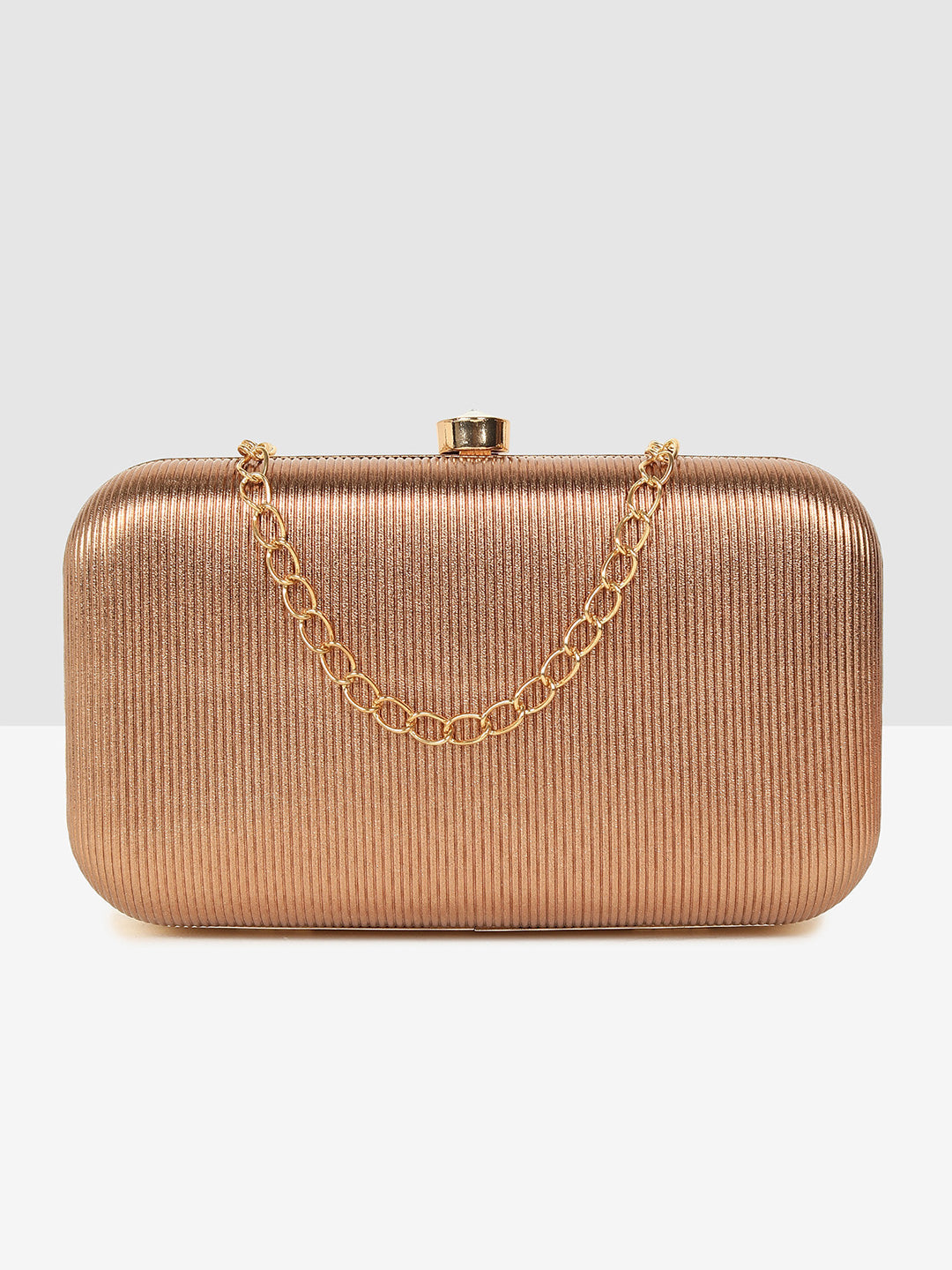Brown Gold Luxe Frame Clutch