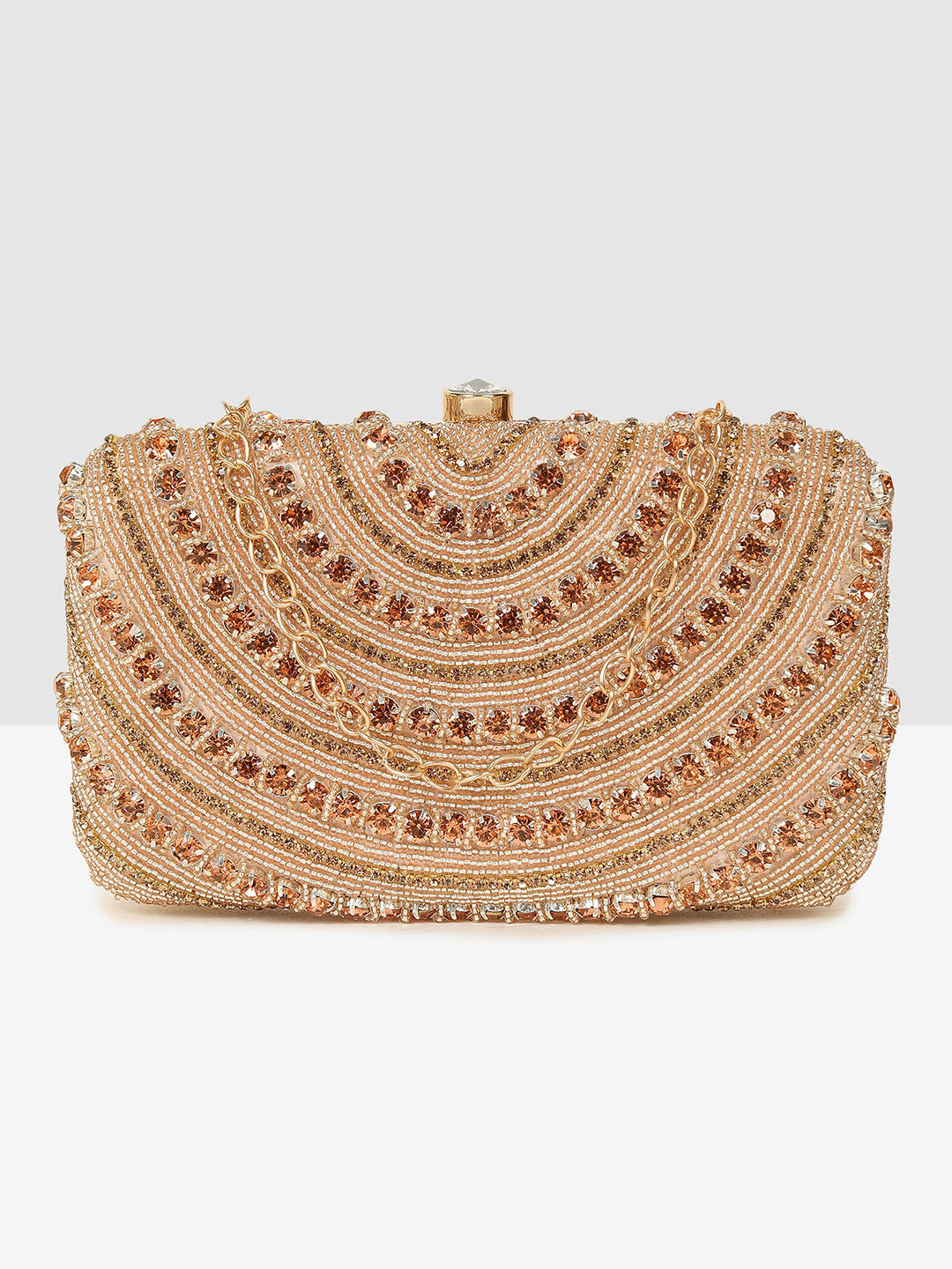 Pink Blossom Embellished Frame Clutch