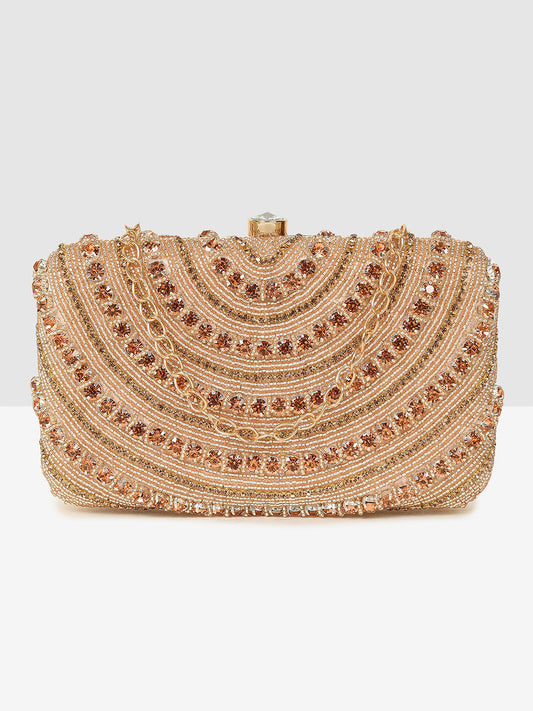 Pink Blossom Embellished Frame Clutch