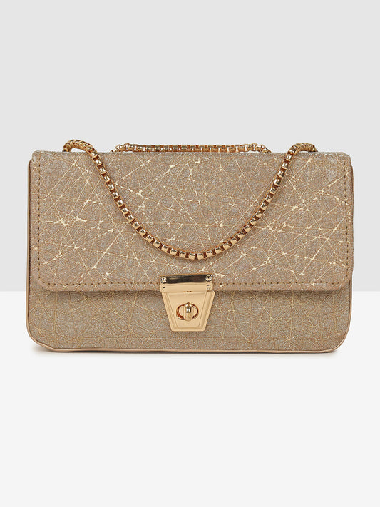 Golden Glitter Push-Lock Clutch