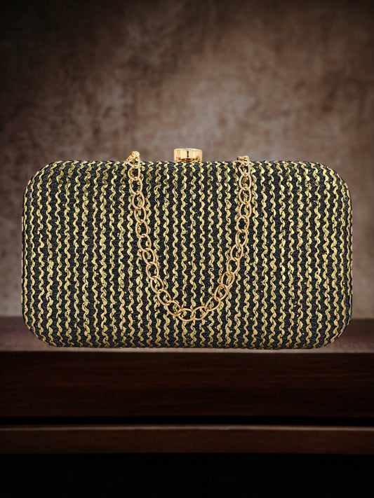 Black Purse with Embellishments and Embroidery