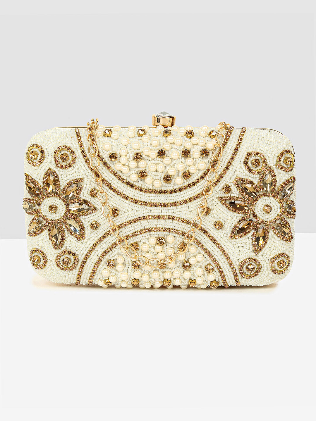Floral Elegance Embellished Clutch