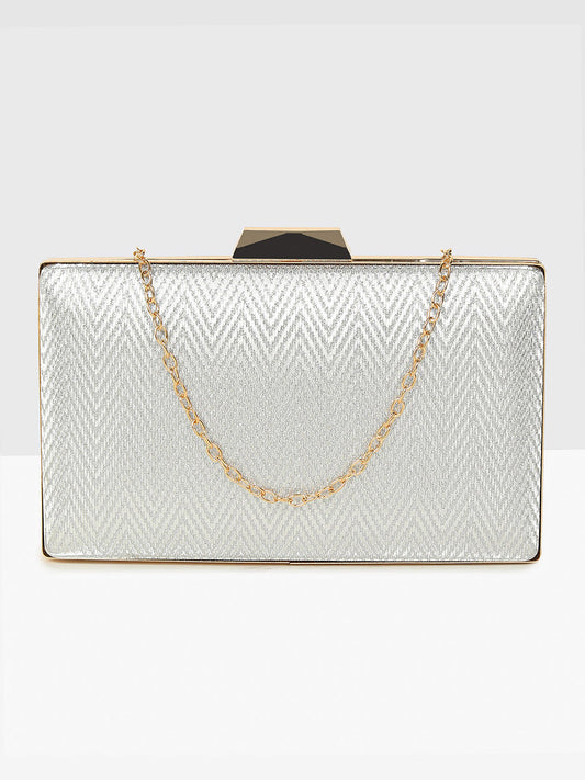 Silver Glitz Frame Clutch