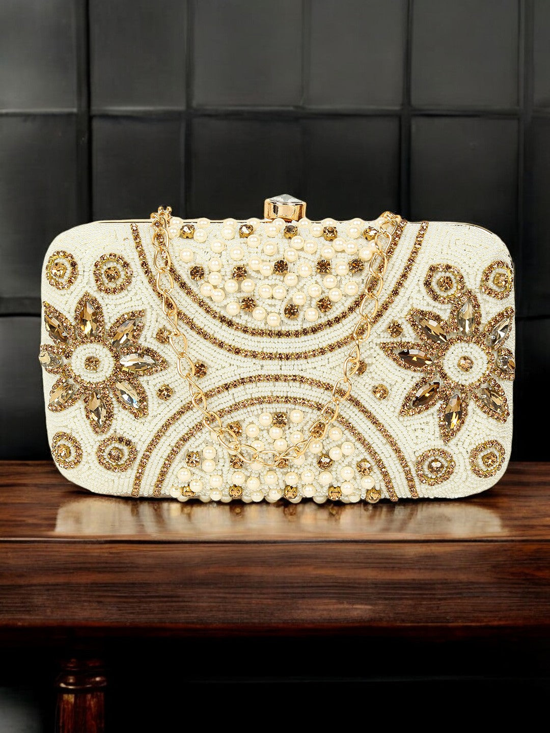 Floral Elegance Embellished Clutch