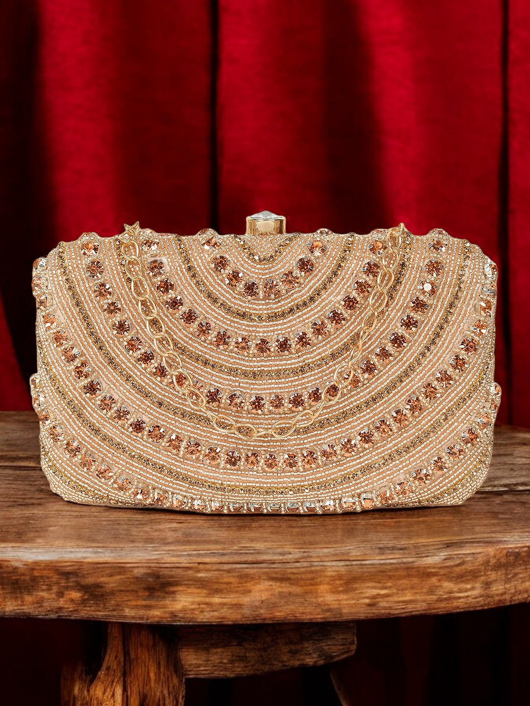 Pink Blossom Embellished Frame Clutch
