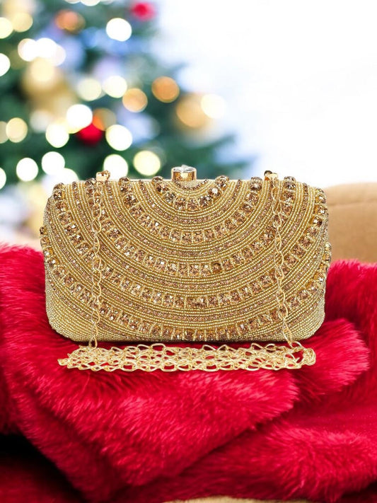 Crusset Embellished Box Clutch With Shoulder StrapCL20775