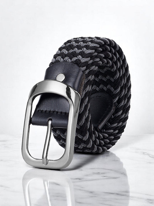 CRUSSET Unisex Black & Grey Braided BeltCI5620