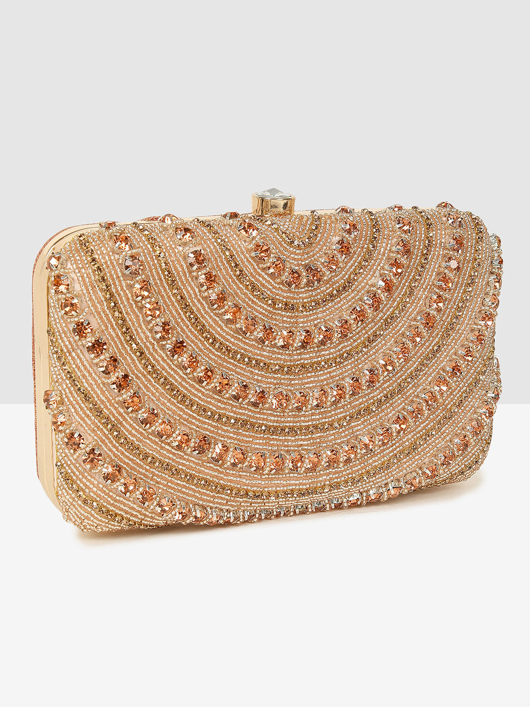 Pink Blossom Embellished Frame Clutch