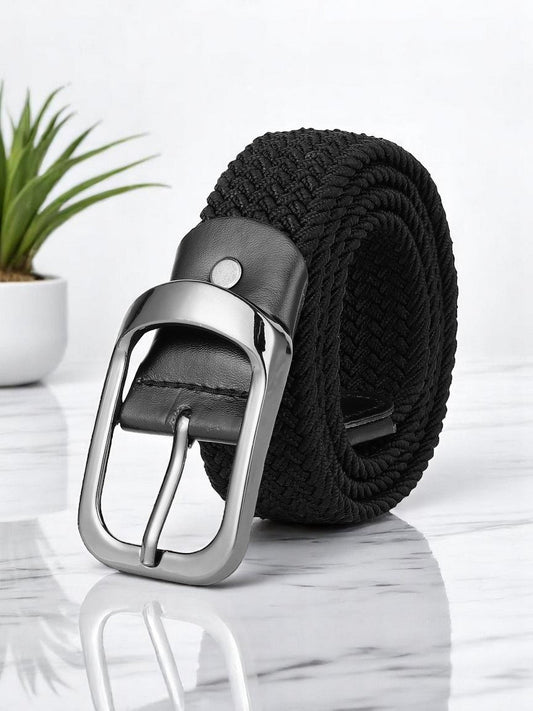 CRUSSET Unisex Black Braided BeltCI5617