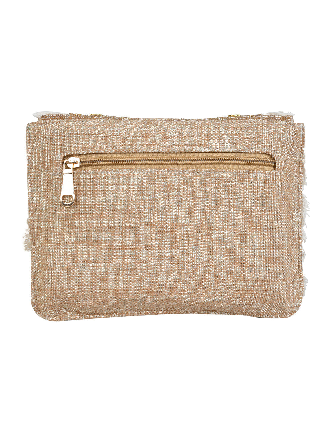 Beige Purse with Embellishments and Embroidery