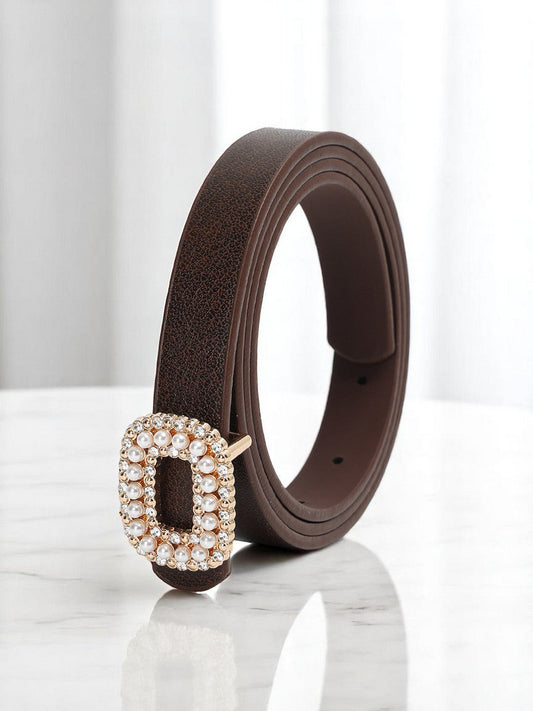 CRUSSET Women Textured PU Slim Belt QA5583