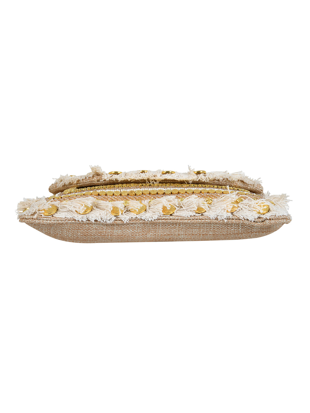 Beige Purse with Embellishments and Embroidery