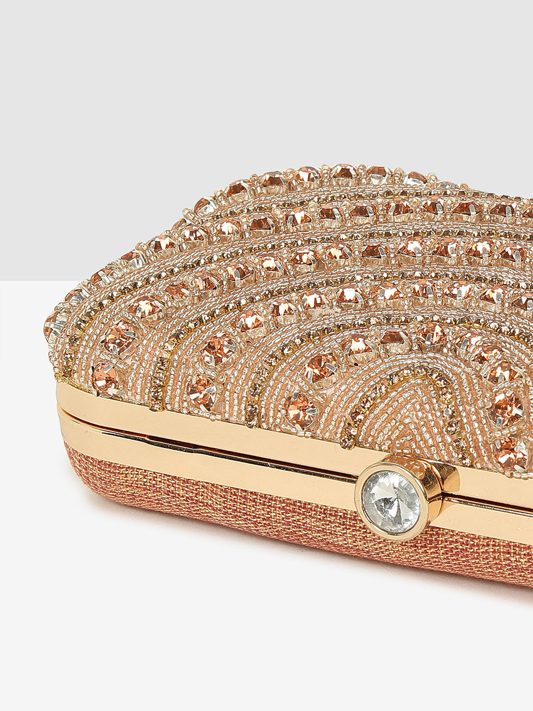 Pink Blossom Embellished Frame Clutch