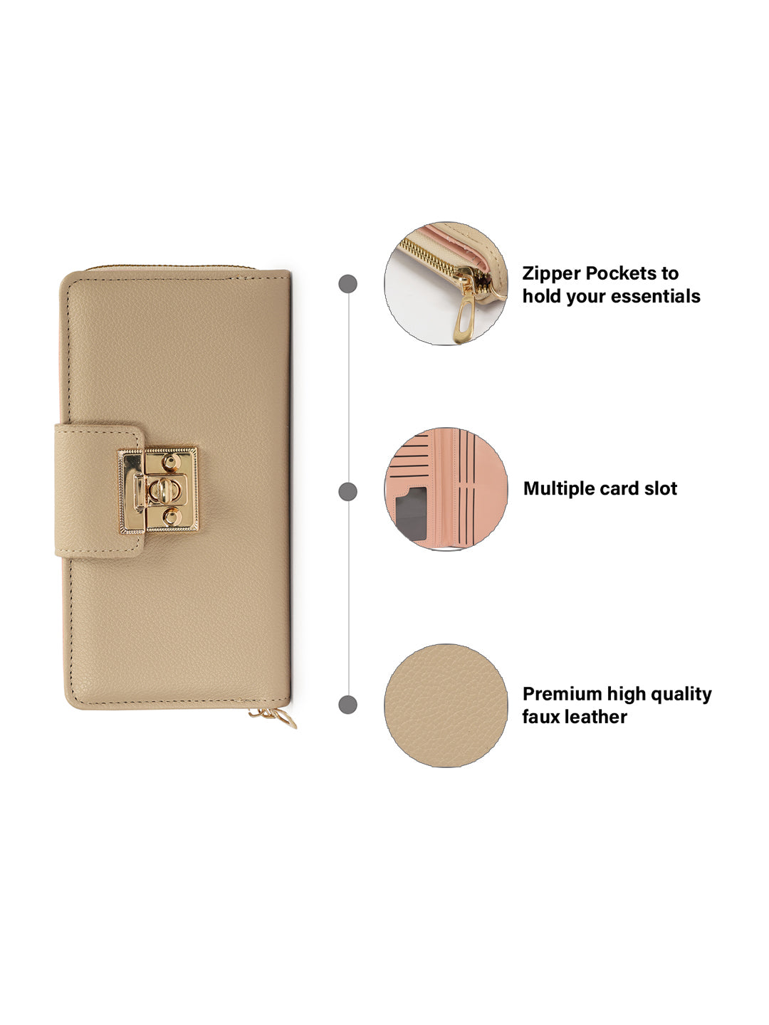 Crusset Wallet for Women â€“ PU Ladies Purse with Button Closure | Large Two Fold Textured Womenâ€™s Wallet CW20759