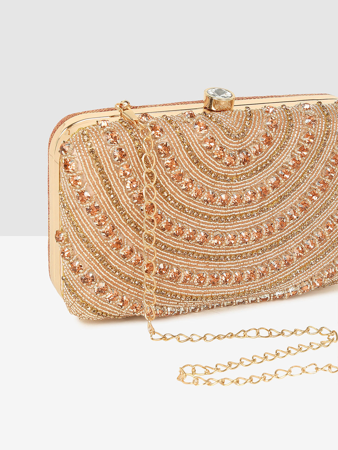 Pink Blossom Embellished Frame Clutch
