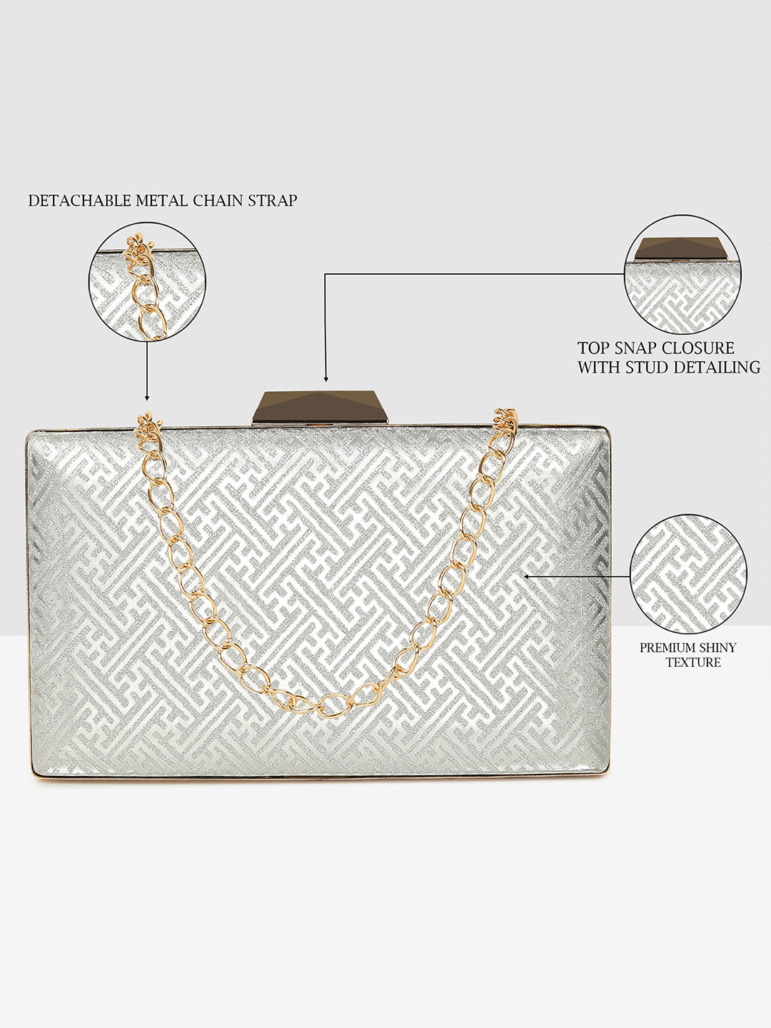 Silver Glam Frame Clutch