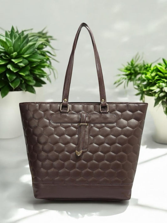 Crusset Womens Coffe Brown Embossed Tote Bag Stylish Handbag & Shoulder Bag CH20774