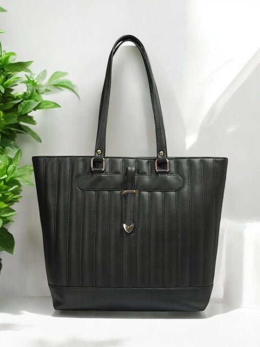 Crusset Womens Black Embossed Tote Bag Stylish Handbag & Shoulder Bag CH20772